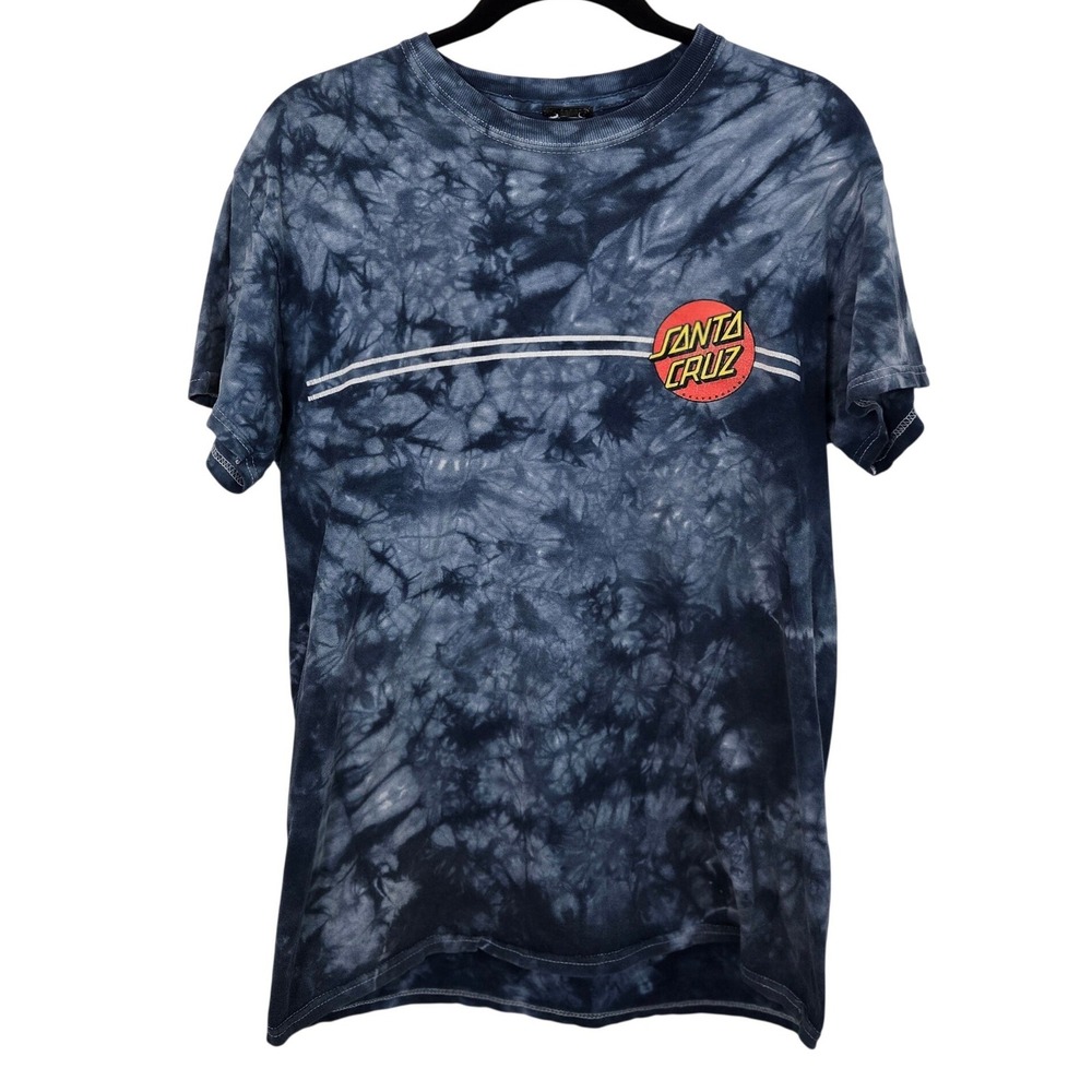 Santa Cruz Skateboards Red Dot Logo T Shirt Blue Tie Dye Skater Streetwear M